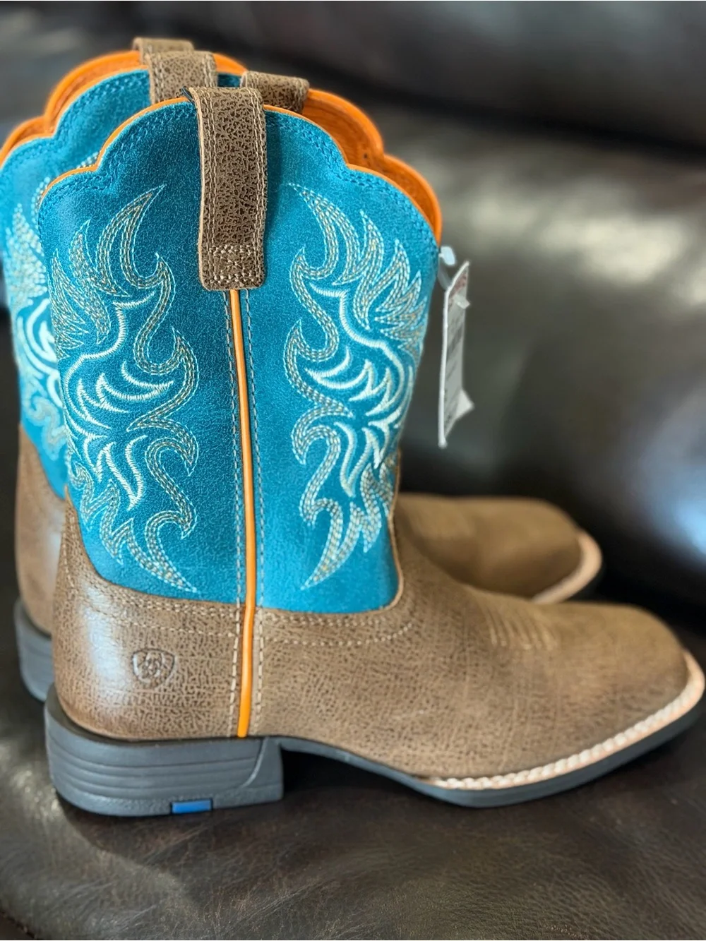 Ariat Kids Brown, Turquoise & Orange Western Boots